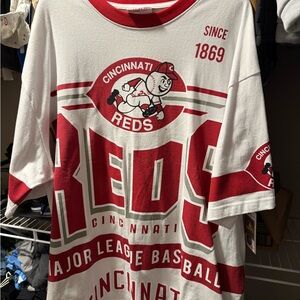 Mitchell & Ness Cincinnati Reds White and Red Tee